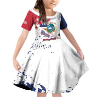 Liberia 1847 Independence Day Family Matching Off Shoulder Short Dress and Hawaiian Shirt Coat Of Arms Grunge Style