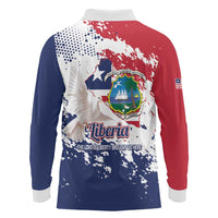 Liberia 1847 Independence Day Long Sleeve Polo Shirt Coat Of Arms Grunge Style