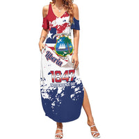 Liberia 1847 Independence Day Summer Maxi Dress Coat Of Arms Grunge Style