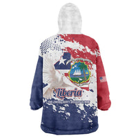 Liberia 1847 Independence Day Wearable Blanket Hoodie Coat Of Arms Grunge Style