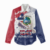 Liberia 1847 Independence Day Women Casual Shirt Coat Of Arms Grunge Style
