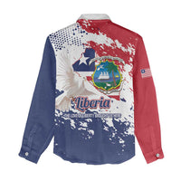 Liberia 1847 Independence Day Women Casual Shirt Coat Of Arms Grunge Style