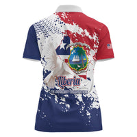Liberia 1847 Independence Day Women Polo Shirt Coat Of Arms Grunge Style