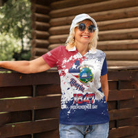 Liberia 1847 Independence Day Women Polo Shirt Coat Of Arms Grunge Style