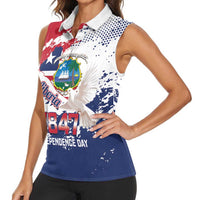 Liberia 1847 Independence Day Women Sleeveless Polo Shirt Coat Of Arms Grunge Style