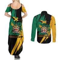 Jamaica Independence Day Couples Matching Summer Maxi Dress and Long Sleeve Button Shirt One People One Nation
