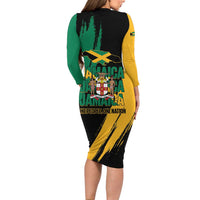 Jamaica Independence Day Family Matching Long Sleeve Bodycon Dress and Hawaiian Shirt One People One Nation