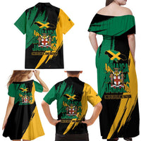 Jamaica Independence Day Family Matching Off Shoulder Maxi Dress and Hawaiian Shirt One People One Nation