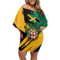 Jamaica Independence Day Family Matching Off Shoulder Short Dress and Hawaiian Shirt One People One Nation
