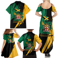 Jamaica Independence Day Family Matching Summer Maxi Dress and Hawaiian Shirt One People One Nation