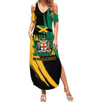 Jamaica Independence Day Family Matching Summer Maxi Dress and Hawaiian Shirt One People One Nation