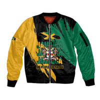 Jamaica Independence Day Sleeve Zip Bomber Jacket One People One Nation