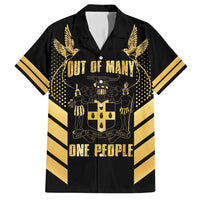 Jamaica Independence Day Family Matching Off Shoulder Maxi Dress and Hawaiian Shirt Out Of Many One People Gold Color