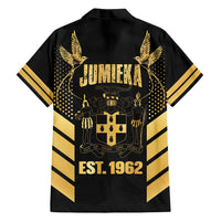 Jamaica Independence Day Family Matching Puletasi and Hawaiian Shirt Out Of Many One People Gold Color