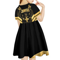 Jamaica Independence Day Kid Short Sleeve Dress Out Of Many One People Gold Color