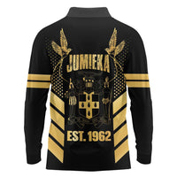 Jamaica Independence Day Long Sleeve Polo Shirt Out Of Many One People Gold Color