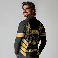 Jamaica Independence Day Long Sleeve Polo Shirt Out Of Many One People Gold Color