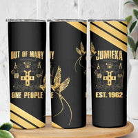 Jamaica Independence Day Skinny Tumbler Out Of Many One People Gold Color