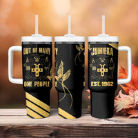 Jamaica Independence Day Tumbler With Handle Out Of Many One People Gold Color