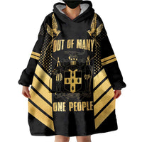 Jamaica Independence Day Wearable Blanket Hoodie Out Of Many One People Gold Color