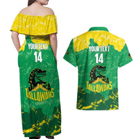 Custom Jamaica Cricket Couples Matching Off Shoulder Maxi Dress and Hawaiian Shirt Go Champions Tallawahs Grunge Style