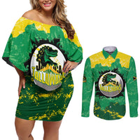 Custom Jamaica Cricket Couples Matching Off Shoulder Short Dress and Long Sleeve Button Shirt Go Champions Tallawahs Grunge Style