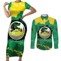 Custom Jamaica Cricket Couples Matching Short Sleeve Bodycon Dress and Long Sleeve Button Shirt Go Champions Tallawahs Grunge Style