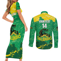 Custom Jamaica Cricket Couples Matching Short Sleeve Bodycon Dress and Long Sleeve Button Shirt Go Champions Tallawahs Grunge Style