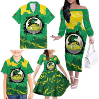 Custom Jamaica Cricket Family Matching Off The Shoulder Long Sleeve Dress and Hawaiian Shirt Go Champions Tallawahs Grunge Style