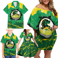 Custom Jamaica Cricket Family Matching Off Shoulder Short Dress and Hawaiian Shirt Go Champions Tallawahs Grunge Style