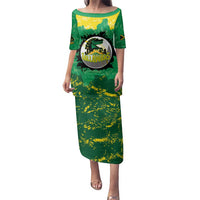 Custom Jamaica Cricket Family Matching Puletasi and Hawaiian Shirt Go Champions Tallawahs Grunge Style