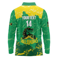Custom Jamaica Cricket Long Sleeve Polo Shirt Go Champions Tallawahs Grunge Style