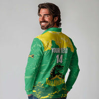Custom Jamaica Cricket Long Sleeve Polo Shirt Go Champions Tallawahs Grunge Style