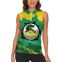 Custom Jamaica Cricket Women Sleeveless Polo Shirt Go Champions Tallawahs Grunge Style