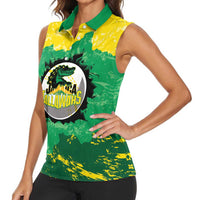 Custom Jamaica Cricket Women Sleeveless Polo Shirt Go Champions Tallawahs Grunge Style
