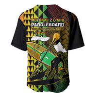 Paddle Board Hawaii Baseball Jersey Molokai 2 Oahu World Championships Kakau Pattern - Wonder Print Shop