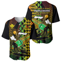 Paddle Board Hawaii Baseball Jersey Molokai 2 Oahu World Championships Kakau Pattern - Wonder Print Shop
