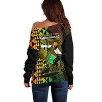 Paddle Board Hawaii Off Shoulder Sweater Molokai 2 Oahu World Championships Kakau Pattern - Wonder Print Shop