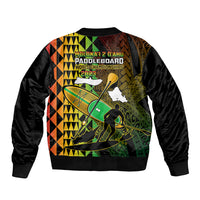 Paddle Board Hawaii Sleeve Zip Bomber Jacket Molokai 2 Oahu World Championships Kakau Pattern - Wonder Print Shop
