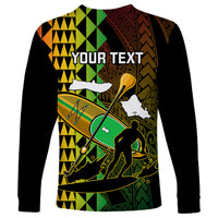 Personalised Paddle Board Hawaii Long Sleeve Shirt Molokai 2 Oahu World Championships Kakau Pattern - Wonder Print Shop
