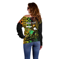 Personalised Paddle Board Hawaii Off Shoulder Sweater Molokai 2 Oahu World Championships Kakau Pattern - Wonder Print Shop