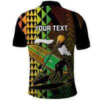 Personalised Paddle Board Hawaii Polo Shirt Molokai 2 Oahu World Championships Kakau Pattern - Wonder Print Shop