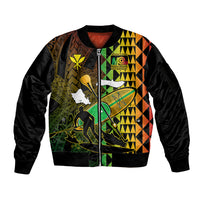 Personalised Paddle Board Hawaii Sleeve Zip Bomber Jacket Molokai 2 Oahu World Championships Kakau Pattern - Wonder Print Shop