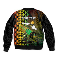 Personalised Paddle Board Hawaii Sleeve Zip Bomber Jacket Molokai 2 Oahu World Championships Kakau Pattern - Wonder Print Shop