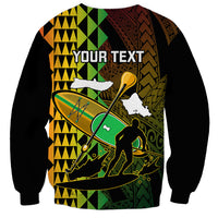 Personalised Paddle Board Hawaii Sweatshirt Molokai 2 Oahu World Championships Kakau Pattern - Wonder Print Shop