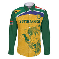 Custom South Africa Cricket Family Matching Off Shoulder Short Dress and Hawaiian Shirt Go Champions World Cup Proteas - Wonder Print Shop