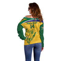 Custom South Africa Cricket Off Shoulder Sweater Go Champions World Cup Proteas - Wonder Print Shop