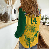 Custom South Africa Cricket Women Casual Shirt Go Champions World Cup Proteas - Wonder Print Shop