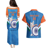 Custom India Cricket Couples Matching Puletasi and Hawaiian Shirt 2nd Champions World Cup Men In Blue - Wonder Print Shop