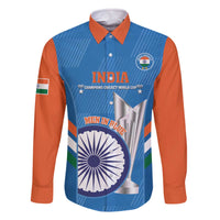 Custom India Cricket Family Matching Off The Shoulder Long Sleeve Dress and Hawaiian Shirt 2nd Champions World Cup Men In Blue - Wonder Print Shop